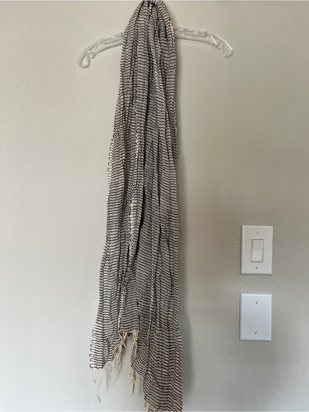 Able Black and White Striped Lightweight Scarf